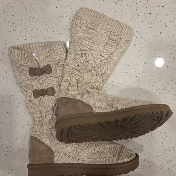 UGG Knit Boots in Cream and Tan - Picture 7 of 10